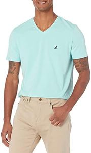 Nautica Camiseta de Manga Corta Ajustada con Cuello en V, Niebla de Puerto, X-Large para Hombre