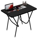 wow craft Multi Purpose Portable & Foldable Wooden Table Desk Made with Engineered Plywood top and Powder Coated Finish for Home & Office (FS Black)