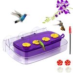 HCGADON Window Hummingbird Feederwith 3 Strong Suction Cups, Plastic Humming Bird Feeder, Easy to Clean and Refil,Built-in Moat (10oz) (1)