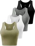 Cosy Pyro 4 Pack Cotton Crop Racerback Tank Tops for Women Basic Workout Crop Tanks Sleeveless Cropped Sport Shirts Black/Dark Gray/White/Army L