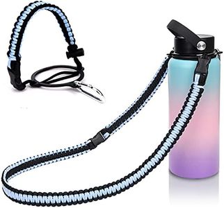 Wongeto Paracord Handle Carrier Holder with Shoulder Strap,Compatible with Hydro Flask Wide Mouth Water Bottles 12oz - 64 oz and Other Wide Mouth Water Bottle for Walking Hiking Camping(Sky Blue)