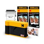 KODAK Mini 2 ERA 4PASS Portable Photo Printer (2.1x3.4) (Yellow, Printer + 68 Sheets (8 Initial Sheets + 60 Sheets Pack))