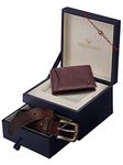 WildHorn Rakhi Gift Hamper for Brother - Classic Men's Combo/Gift Set of Leather Wallet, Keyring and Rakhi for Brother/Bhaiya. (MAROON PDM)