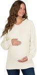 Eliana Exposed Seam Maternity Sweater with Stretch - Oversized Maternity Sweater - Maternity Sweatshirts, Cloud White, Large