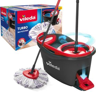 Vileda Turbo 3-in-1 Spin Mop and Bucket Set – Microfibre Head, Foot Pedal