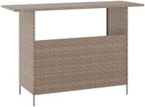 Flash Furniture Marco Indoor/Outdoor Patio Wicker Rattan Bar Counter Table with 2 Shelves, Set of 1, Brown