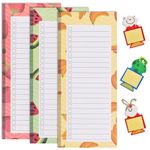 AUAUY 3 Pack Magnetic Notepads for Refrigerator, Fruit Design Grocery List Magnet Pads with 3 Pack Cartoon Animal Sticky Notes, Full Magnet Back Notepads for Shopping List,To-Do List,50 Sheets Per Pad