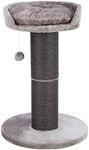 TRIXIE Pepino Cat Scratching Post 35 Inch - Cat Scratcher with Soft Fabric Covering Base and Durable Sisal Rope - with Platform Bed & Dangling Cat Toy - in Gray