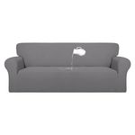 PureFit 100% Dual Waterproof Couch Cover Slipcovers for Couches and Sofas - Stretch Non Slip Fleece Sofa Covers Washable, Leakproof Furniture Protector for Kids, Pets, Dog (Sofa, Light Gray)