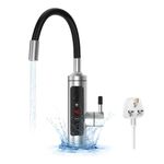 Instant Hot Water Tap, Electric Instant Water Heater, Stainless Steel Fast Heating Tap Heater with LED Digital Display, 360° Rotatable Sink Cold Hot Mixer Faucet for Kitchen Bathroom Facilities