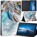 Case for Lenovo Tab M10 TB-X605F/ TB-X605L/ TB-X505F/ TB-X505L, Leather Tri-Fold Stand Cover Case for Lenovo Tab M10 10.1-Inch Tablet, (aqua blue feather)