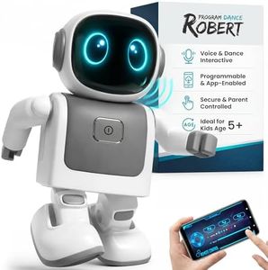 SmartyBot Smart Robot Toy for Kids - Interactive Remote Control Robot with App, Programmable Moves, 7 Customizable LED Eye Colors, Reacts to Music, STEM Learning Toy for Boys & Girls Ages 4 5 6 7 8 9