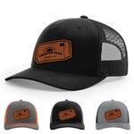 Twisted Teas and DOUBLE Ds Hat, 112 Style Trucker Leather Patch Hat for Men & Women, 6 Panel Baseball Cap with Snapback Enclosure