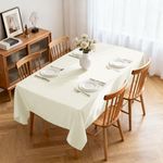 XWZO Ivory Table Cloths Rectangular 60 x 84 Inch, Waterproof Rectangle Table Cloth Stain Resistant Tablecloth, Spillproof Washable Table Cover for Dining, Buffet, Parties, Holiday, Events, Wedding