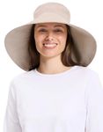 Solbari Sun Hat for Women Ultra Wide Cotton Linen UPF 50+ Packable Adjustable with Ponytail Hole for Travel Beach Outdoor, Light & Natural, S/M