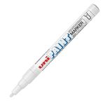 Uni Coloured Fine (0.8-1.2mm) PX-21 White Oil Paint Marker Pen Metal Glass Wood Plastic Stone Outdoor Bullet Nib Tip (Pack Of 1)