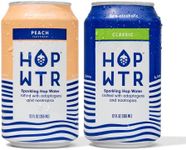 HOP WTR Sparkling Hop Water, Classic 6 Pack, Peach 6 Pack, Sugar Free, Low Carb Non Alcoholic Drinks, NA Beer, Adaptogen Drink, No Calories, Adaptogens & Nootropics for Added Benefits, 12 oz Cans