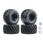 WLYEJEA 4PCS 1/10 Scale RC Monster Truck Rubber Tire w/12mm Hex Plastic Wheel Rim 133mm/73mm Rubber Rocks Tyres Set Fit for 1/10 RC Monster Truck E-Revo and Summit,MAXX, HIMOTO HSP HPI Tamiya Kyosho