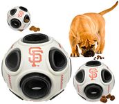 Pets First MLB San Francisco Giants Baseball Treat Dispensing Toy for Dogs and Cats, Rubber Ball Dog Toy, Interactive Fun Dog Treat Toy, Natural Rubber Dog Feeding Toy