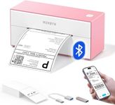 MUNBYN Shipping Label Printer Bluetooth Connection, Thermal Label Printer 4x6, Postage Label Printer for Business, Compatible with Etsy, Shopify, eBay, Amazon, Royal Mail, DHL, DPD, Evri, 129B, Pink