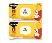 Foodie Puppies Pet Anti-Bacterial 200 Wet Wipes with Fresh Apple Scent for Dogs, Puppies & Pets - (100 Wipes X 2 Pack) | Suitable for All Types of Pets' Dry Bathing, Daily Care, Paw Cleaning Wipes