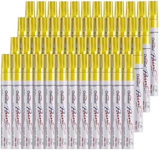 Overseas 48 Yellow Paint Pens Markers, Oil Based Permanent Markers Set - Quick Drying, Waterproof, Fade-Resistant, Medium Tip Paint Pens for Wood, Metal, Rock, Ceramic, Plastic, Canvas, Glass, Rubber