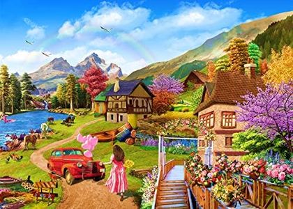 HUADADA Jigsaw Puzzles for Adults 1000 Pieces Jigsaw Puzzles for Adults Interesting Toys Brain Teaser Jigsaw Puzzles Birthday Graduation Gifts, Impossible Puzzle, Challenging Game - Lake Cottage