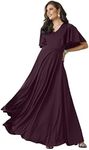 KOH KOH Womens Long Elegant Bridesmaid Evening Cocktail Modest Maxi Dress, Maroon Wine Red, XX-Large