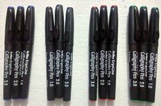 Artline Ergoline Water Based Calligraphy Pen Set | Water & Smudge Resistant | Acid Free | For Calligraphy, Hand Lettering, Colouring, Scrapbooking, Card Making | Black & Blue | Set Of 3 x Pack Of 4