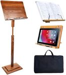 Bamboo Music Stand for Sheet Music with Carrying Bag, Portable Wood Music Stands Holder Foldable with Case Adjustable Height 45.3''-53.1'' for Guitar Violin Piano Manhasset(Bamboo Music Stand)