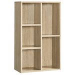 VASAGLE Bookcase, Bookcase, 5 Compartments, Book Storage, Divider, Display Stand, for Living Room, Bedroom, Office, Children's Room, Wood, LBC25NL