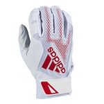 adidas Diamond King 3.0 Leather Batting Glove, White/Red, Medium