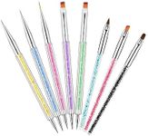 LORJE Nail Art Liner Brushes Pens Dual-Ended Nail Art Point Drill Drawing Brush Pen Acrylic Manicure Tool Nail Art Design Dotting Pen Tools for Home DIY (8PC)