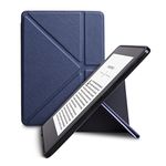 WALNEW Origami Case Cover for Amazon Kindle Voyage (2014 Released) - PU Leather Vertical Stand Case with Safe Magnetic Closure and Auto Sleep/Wake Function, Dark Blue