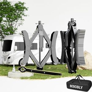 BEBOBLY Camper RV Wheel Chock Stabilizer, Heavy Duty X-Shaped Camper Wheel Chock with Wrench for Travel Trailer, Fits 3.5" to 12" Wheel Gaps, Anti-Move Tire Wheel Chock 2 Pack