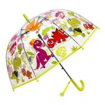 Chesoon Kids Clear Bubble Umbrella for Rain Windproof Dome Canopy Automatic Opened with Cute Dinosaurs Patterns,Yellow