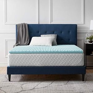 LUCID French Square Topper | Ergonomic Wave Design | Memory Foam Mattress Protector with Cooling Gel | 5 cm high, 140 x 200 cm