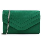 Milisente Evening Bag for Women, Suede Envelope Evening Purses Crossbody Shoulder Clutch Bag, Green, Large