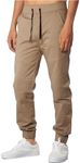 ITALYMORN Mens Khaki Joggers with Pockets XL Dark Khaki