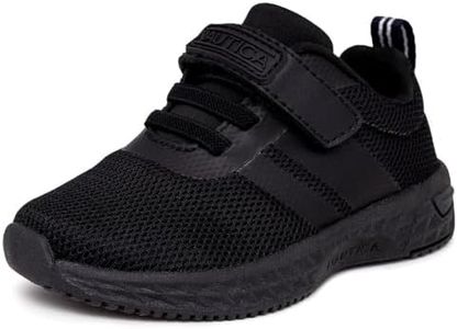 Nautica Kids' Boys' Girls' Gym Tennis Sneaker Running Shoe with Strap-Towhee Breck-Black Mono-11