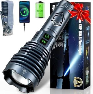 Rechargeable Flashlights 2000.000 High Lumens Super Bright LED Flashlight Flash Light Powered by Battery|25H Long Life|Holster|Zoomable 6Modes|Waterproof Tactical Flashlights for Camping Outdoor Home