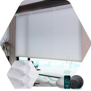 Yoolax Motorized Cellular Shades Compatible with Alexa, Privacy Motorized Blinds, Smart Honeycomb Shades Customized Size, Automatic Blinds for Windows (Half Shading White)