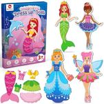 Mocoosy Magnetic Dress Up Dolls for Girls, Princess Mermaid Fairy Ballerina Magnet Dolls Dress Up Kits, Car Road Trip Airplane Travel Game On The Go Activity Toy Gifts for Toddler Girls Ages 3 4 5 6 7