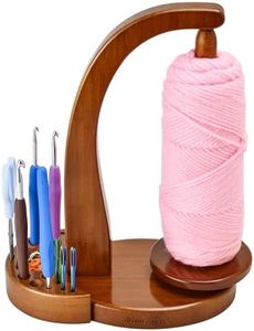 ULOI Crochet Yarn Holder - Upgrade with Crochet Accessories Storage Attachment, Magnetic Wooden Yarn Storage for Knitting Accessories, Perfect for Crocheting and Knitting Projects, Walnut Finish