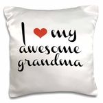 3dRose "I Love My Awesome Grandma" Pillow Case, Polyester, White, 16 x 16-inch