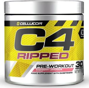 C4 Ripped - Suplemento en polvo para preentrenamiento - Limonada de frambuesa | Bebida energética | 150 mg de cafeína + beta alanina + extracto de granos de café verde | 30 raciones