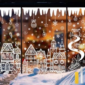 27.6 * 15.8'' Large Christmas Window Clings White House Decal Winter Decor