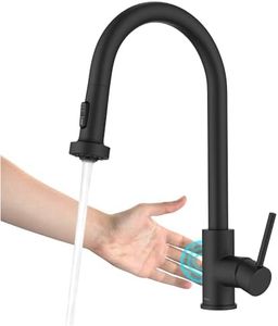 KRAUS Bolden Motion Sensor Single Handle Pull Down Touchless Kitchen Faucet in Matte Black, KSF-1616MB