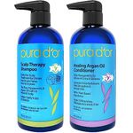 Scalp Therapy and Healing Scalp Shampoo & Conditioner Set For Dry, Itchy Scalp - Hydrates and Nourishes Hair with Tea Tree, Argan Oil & Biotin, All Hair Types, Men Women (Packaging May Vary)