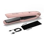Terviiix Portable Cordless Hair Straighteners, Mini Flat Iron for Travel, 190°C-220°C, Rechargeable Mini Hair Straighteners & Curler 2 in 1 with Argan Oil Infused, 4500mAh Battery, 40s Fast Heat Up